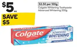 Woolworths Colgate Whitening Toothpaste Advanced Whitening offer