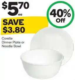 Woolworths Corelle Dinner Plate or Noodle Bowl offer