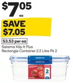 Woolworths Sistema Klip It Plus Rectangle Container offer