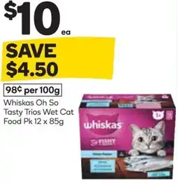 Woolworths Whiskas Oh So Tasty Trios Wet Cat Food offer
