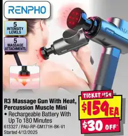 JB Hi-Fi R3 massage gun with heat, percussion muscle mini offer