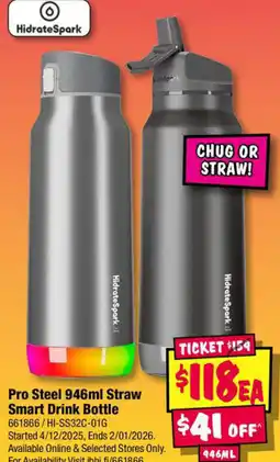 JB Hi-Fi Pro steel 946ml straw smart drink bottle offer