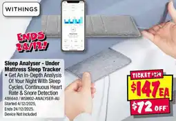 JB Hi-Fi Sleep analyser - under mattress sleep tracker offer