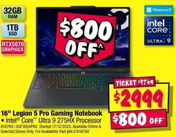 JB Hi-Fi 16" Legion 5 Pro Gaming Notebook offer