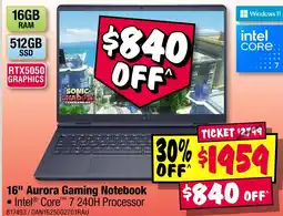 JB Hi-Fi 16" aurora gaming notebook offer