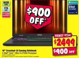 JB Hi-Fi 16" Crosshair Al Gaming Notebook offer