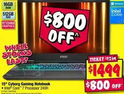 JB Hi-Fi 15" Cyborg Gaming Notebook offer
