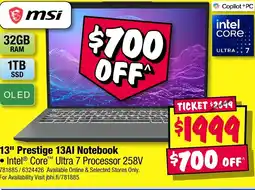 JB Hi-Fi 13" prestige 13ai notebook offer