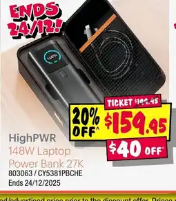 JB Hi-Fi HighPWR 148W Laptop Power Bank 27K offer