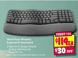 JB Hi-Fi Wave Keys Wireless Ergonomic Keyboard offer