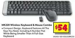 JB Hi-Fi MK220 Wireless Keyboard & Mouse Combo offer