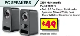 JB Hi-Fi Z150 Multimedia PC Speakers offer