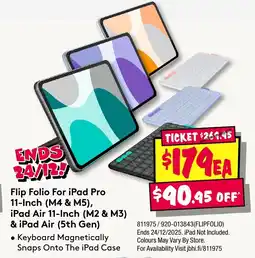 JB Hi-Fi Flip Folio For iPad Pro 11-Inch (M4 & M5), iPad Air 11-Inch (M2 & M3) & iPad Air (5th Gen) offer