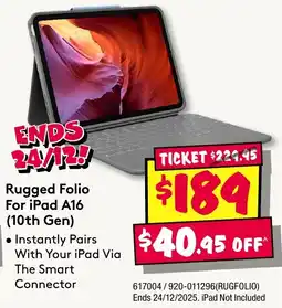 JB Hi-Fi Rugged Folio For iPad A16 (10th Gen) offer