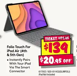 JB Hi-Fi Folio Touch For iPad Air (4th & 5th Gen) offer