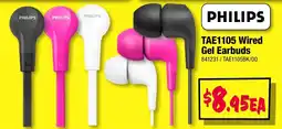 JB Hi-Fi PHILIPS TAE1105 Wired Gel Earbuds offer