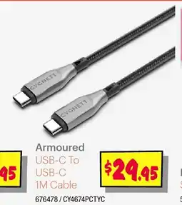 JB Hi-Fi Armoured USB-C To USB-C 1M Cable offer