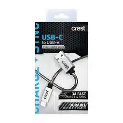 Woolworths Crest USB-C to USB-A Metallic Cable 1.5 Metres – Assorted offer