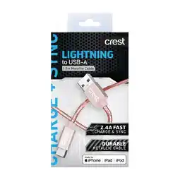 Woolworths Crest Lightning to USB-A Metallic Cable 1.5 Metres – Assorted Colours offer