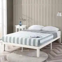 Woolworths Zinus Timber Wood Bed Frame All Sizes, White offer