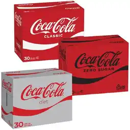 Woolworths Coca-Cola Classic, Diet or Zero Sugar Soft Drink Varieties 30 x 375ml offer