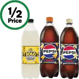 Woolworths Pepsi, Solo, Sunkist or Mountain Dew Soft Drink Varieties 1.25 Litre offer