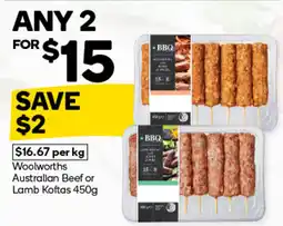 Woolworths Woolworths Australian Beef or Lamb Koftas offer