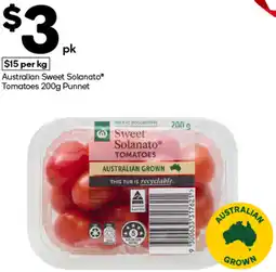 Woolworths Australian Sweet Solanato Tomatoes Punnet offer