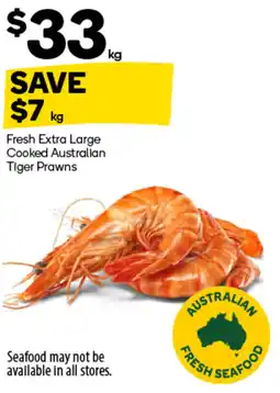 Woolworths Fresh Extra Large Cooked Australian Tiger Prawns offer