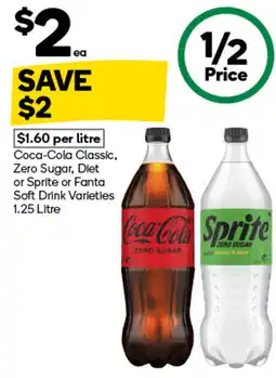 Woolworths Coca-Cola Classic, Zero Sugar, Diet or Sprite or Fanta Soft Drink Varieties offer