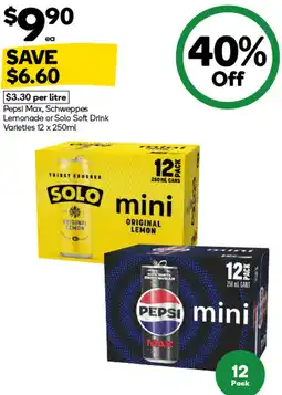 Woolworths Pepsi Max, Schweppes Lemonade or Solo Soft Drink Varieties offer