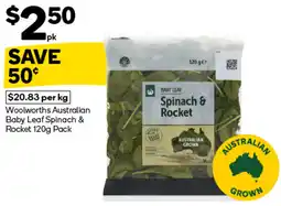 Woolworths Woolworths Australian Baby Leaf Spinach & Rocket offer