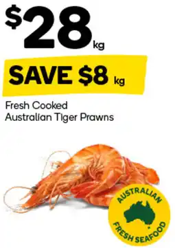 Woolworths Fresh Cooked Australian Tiger Prawns offer