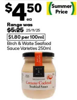 Woolworths Birch & Waite Seafood Sauce Varieties offer