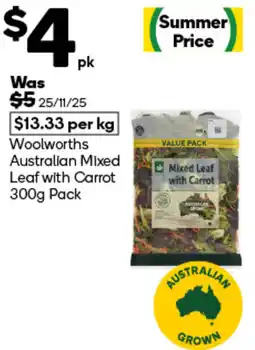 Woolworths Woolworths Australian Mixed Leaf with Carrot offer