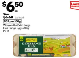 Woolworths Woolworths Extra Large Free Range Eggs offer