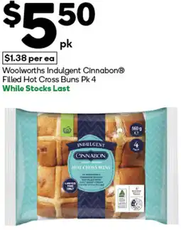 Woolworths Woolworths Indulgent Cinnabon Filled Hot Cross Buns offer