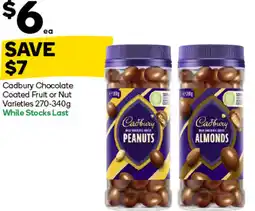 Woolworths Cadbury Chocolate Coated Fruit or Nut Varieties offer