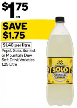 Woolworths Pepsi, Solo, Sunkist or Mountain Dew Soft Drink Varieties offer