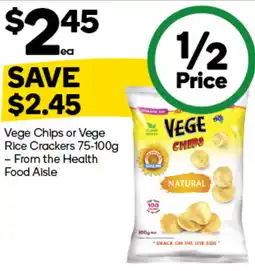 Woolworths Vege Chips or Vege Rice Crackers- From the Health Food Aisle offer