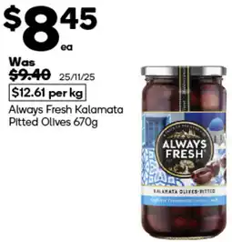 Woolworths Always Fresh Kalamata Pitted Olives offer