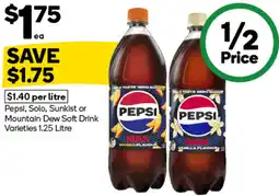 Woolworths Pepsi, Solo, Sunkist or Mountain Dew Soft Drink Varieties offer