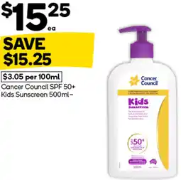 Woolworths Cancer Council SPF 50+ Kids Sunscreen offer