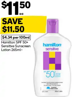 Woolworths Hamilton SPF 50+ Sensitive Sunscreen Lotion offer