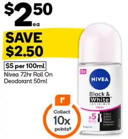 Woolworths Nivea 72hr Roll On Deodorant offer