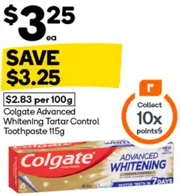 Woolworths Colgate Advanced Whitening Tartar Control Toothpaste offer