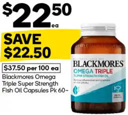 Woolworths Blackmores Omega Triple Super Strength Fish Oil Capsules offer
