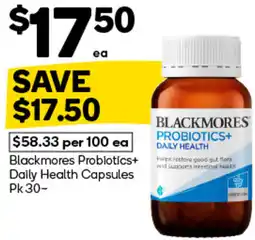 Woolworths Blackmores Probiotics+ Daily Health Capsules offer