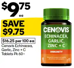 Woolworths Cenovis Echinacea, Garlic, Zinc + C Tablets offer
