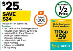 Woolworths Optus SIM Starter Kit§ offer